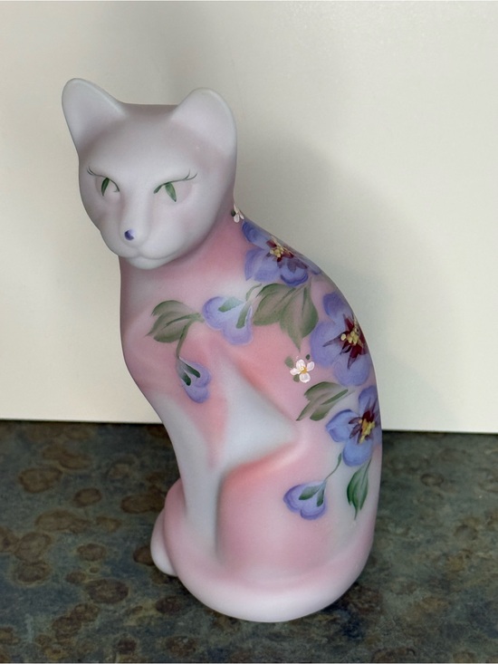 Other - Fenton Hand painted Burmese Satin Glass Cat Figurine